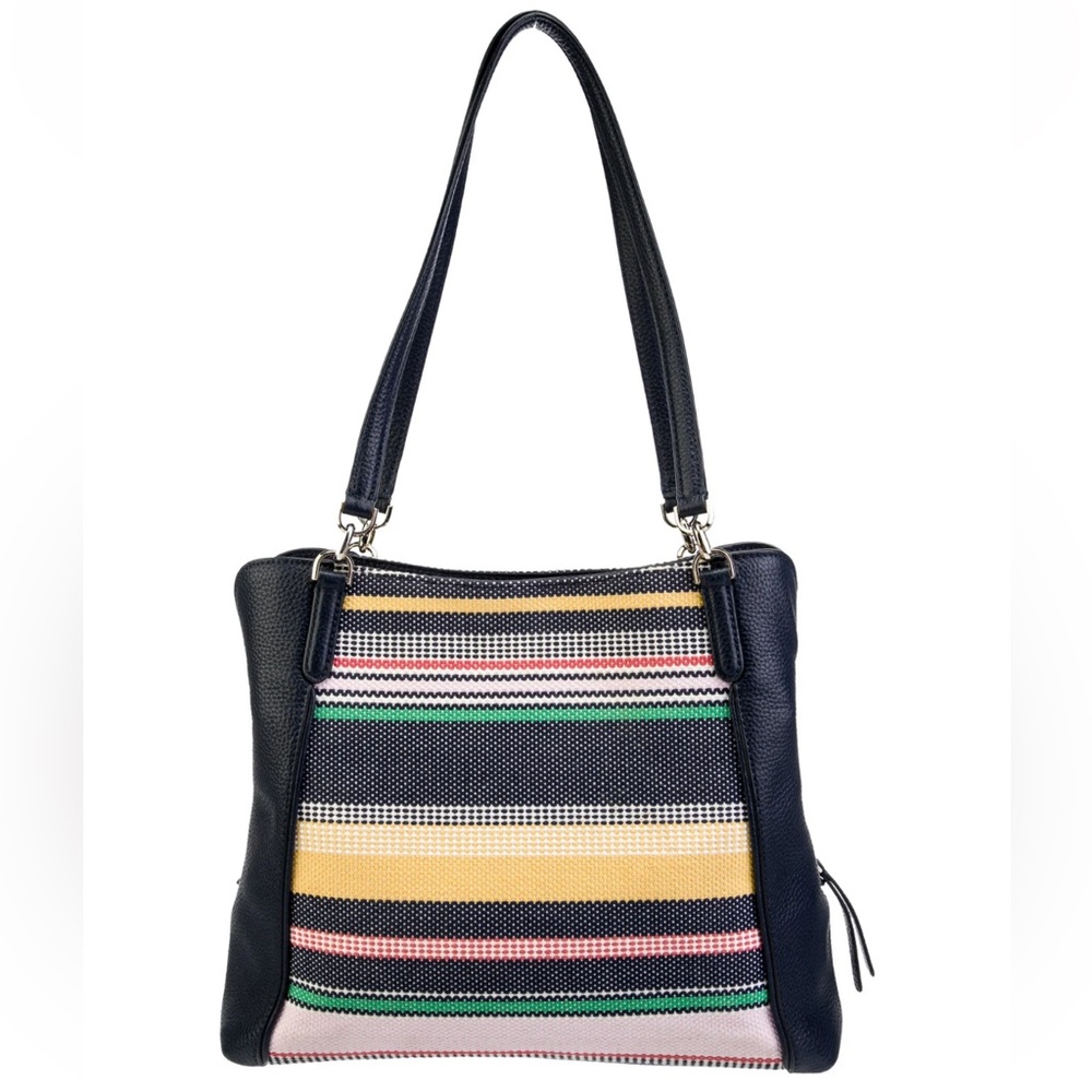 KATE SPADE | Jackson Boardwalk Striped Canvas and Leather Tote NWOT, NCO - Picture 3 of 7